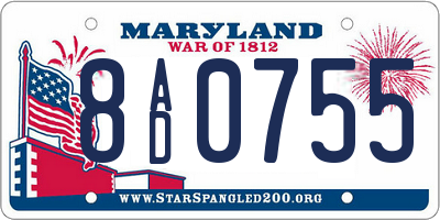 MD license plate 8AD0755