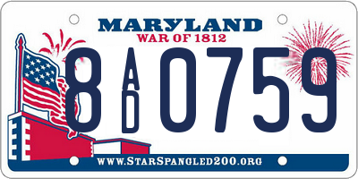 MD license plate 8AD0759