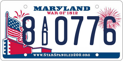 MD license plate 8AD0776