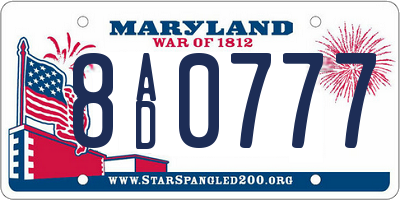 MD license plate 8AD0777