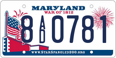 MD license plate 8AD0781