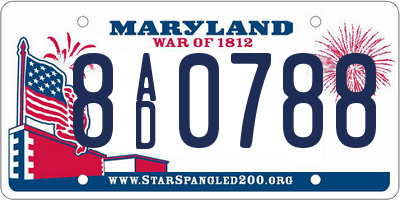 MD license plate 8AD0788