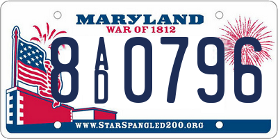 MD license plate 8AD0796