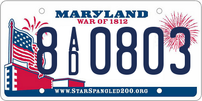 MD license plate 8AD0803