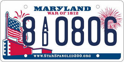 MD license plate 8AD0806