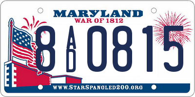 MD license plate 8AD0815