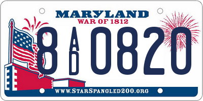 MD license plate 8AD0820