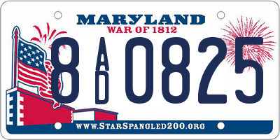 MD license plate 8AD0825