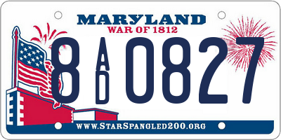 MD license plate 8AD0827