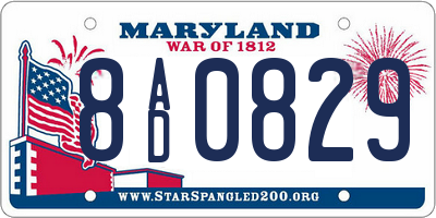 MD license plate 8AD0829