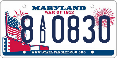 MD license plate 8AD0830