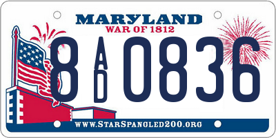 MD license plate 8AD0836