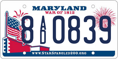 MD license plate 8AD0839