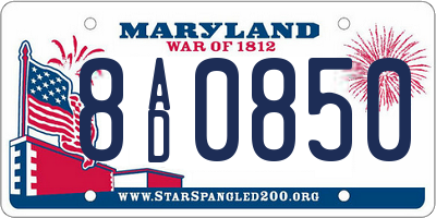 MD license plate 8AD0850
