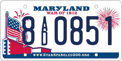 MD license plate 8AD0851