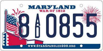 MD license plate 8AD0855