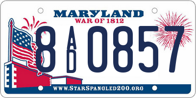 MD license plate 8AD0857