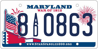 MD license plate 8AD0863