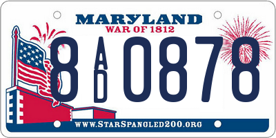 MD license plate 8AD0878