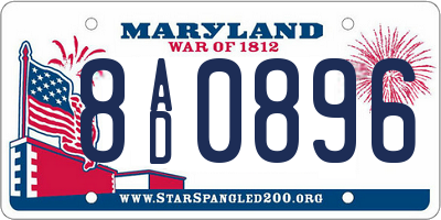 MD license plate 8AD0896