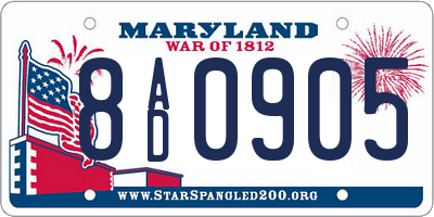 MD license plate 8AD0905