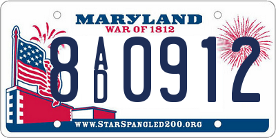MD license plate 8AD0912