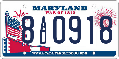 MD license plate 8AD0918