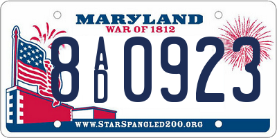 MD license plate 8AD0923