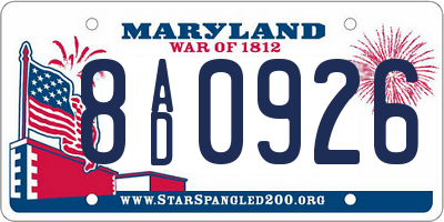 MD license plate 8AD0926