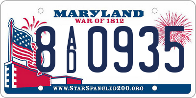 MD license plate 8AD0935