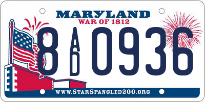 MD license plate 8AD0936