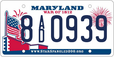 MD license plate 8AD0939