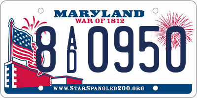 MD license plate 8AD0950