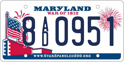 MD license plate 8AD0951