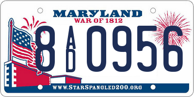 MD license plate 8AD0956