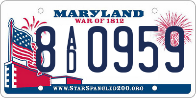 MD license plate 8AD0959