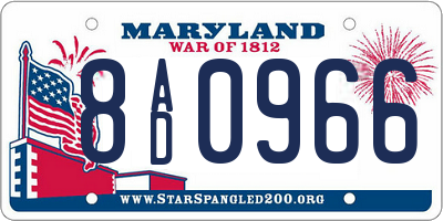 MD license plate 8AD0966