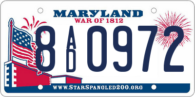 MD license plate 8AD0972
