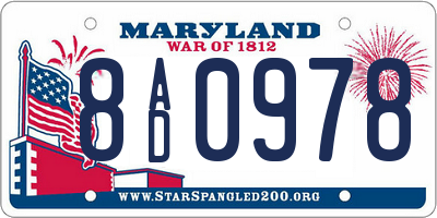 MD license plate 8AD0978