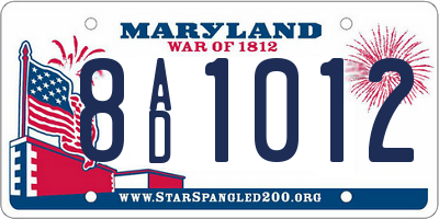 MD license plate 8AD1012