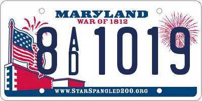 MD license plate 8AD1019