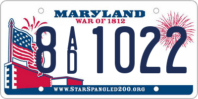 MD license plate 8AD1022