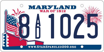MD license plate 8AD1025