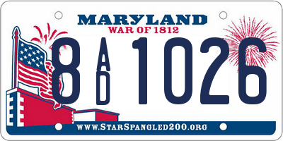 MD license plate 8AD1026