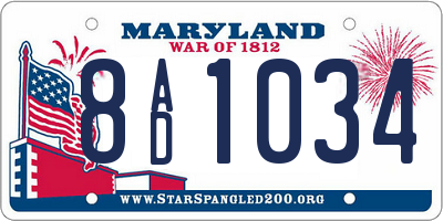 MD license plate 8AD1034