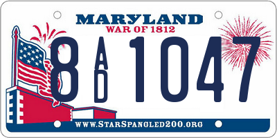 MD license plate 8AD1047
