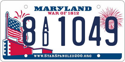 MD license plate 8AD1049