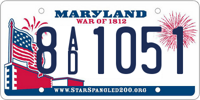 MD license plate 8AD1051