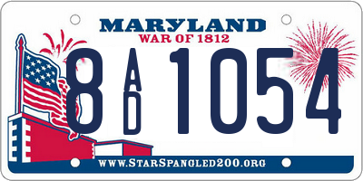 MD license plate 8AD1054