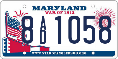 MD license plate 8AD1058